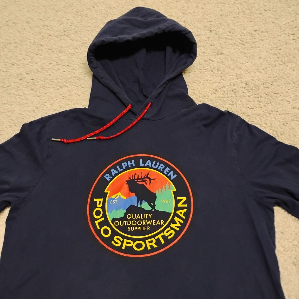 Ralph Lauren Hoodie Shirt Mens Medium Polo Sportsman Country Lightweight Hunting